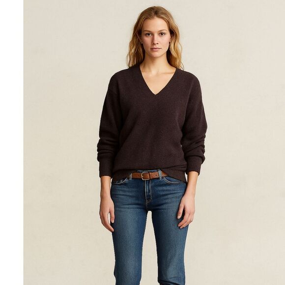 Peruvian Connection 100% Alpaca V Neck Brown Sweater L - Picture 9 of 9